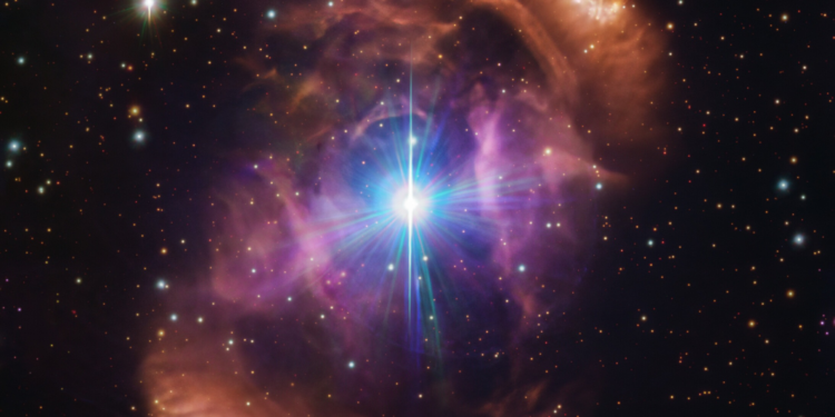 Uma nebulosa bonita mas com uma história violenta: choque de estrelas desvenda mistério estelar